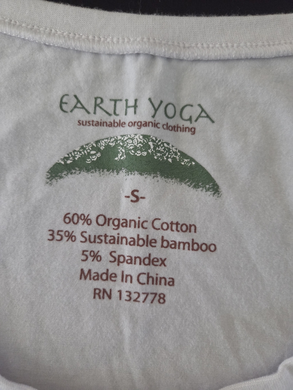 Earth Yoga Cream Scoop Neck Tee with Purple Floral Mandala - Picture 3 of 4